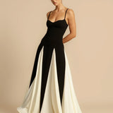 Celia | Elegant Contrast Ruffles Maxi Dress