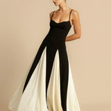 Celia | Elegant Contrast Ruffles Maxi Dress