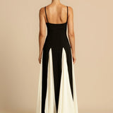 Celia | Elegant Contrast Ruffles Maxi Dress