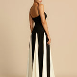 Celia | Elegant Contrast Ruffles Maxi Dress
