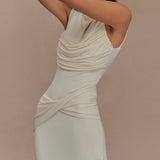 Ruched Split Backless Maxi Dress