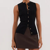 Sleeveless Cropped Knit Cardigan