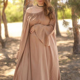 Solid Loose Slouchy Flared Hem Maxi Dress