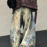 Retro Denim Wide Leg Mop Pants