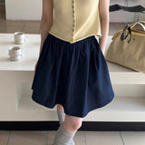 Vintage Blue High Waist A Line Denim Mini Skirt
