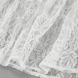Sexy Sheer Brocade Lace White Jacquard Maxi Skirt