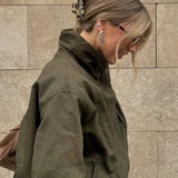 Buckle Belted Bomber Jacket