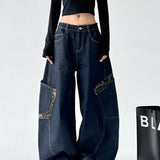Leopard Spliced Vintage Wide Leg Jeans