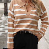Colorblock Stripe Polo Knit Sweater