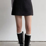 Polka Dot Wool A-Line Skirt