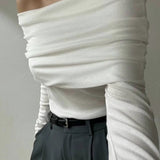 Off Shoulder Slim Knit Sweater
