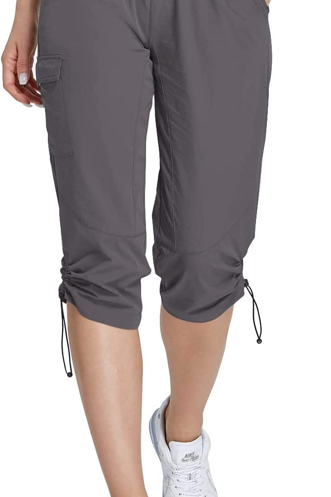 Hiking Cargo Capri Pants with Zipper Pockets Casual Lightweight Quick Dry Water Resistant