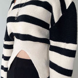 Cut-Out Waist Striped Sweater