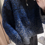 Zipper Front Gradient Knit Sweater