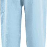 Beach Linen Shorts 3/4 Sweatpants Capri Pants Elastic Waist Cropped Harem Pants