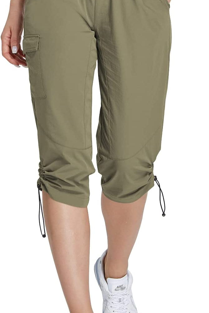 Hiking Cargo Capri Pants with Zipper Pockets Casual Lightweight Quick Dry Water Resistant