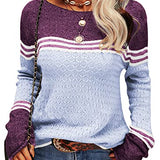 Women Autumn Winter Colorblock Pullover Sweaters