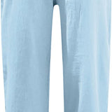 Beach Linen Shorts 3/4 Sweatpants Capri Pants Elastic Waist Cropped Harem Pants