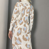 Leopard Print Turtleneck Sweater Dress