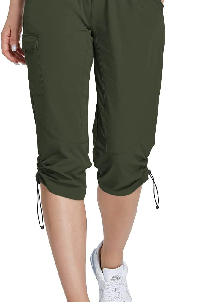 Hiking Cargo Capri Pants with Zipper Pockets Casual Lightweight Quick Dry Water Resistant