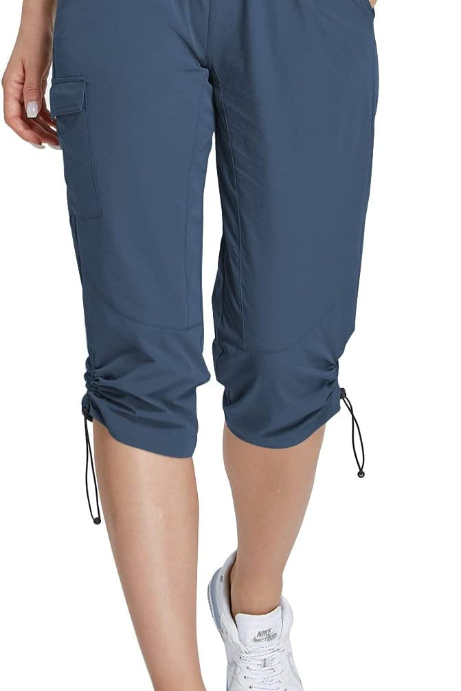 Hiking Cargo Capri Pants with Zipper Pockets Casual Lightweight Quick Dry Water Resistant