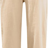 Beach Linen Shorts 3/4 Sweatpants Capri Pants Elastic Waist Cropped Harem Pants