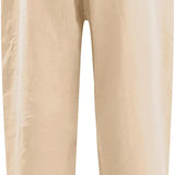Beach Linen Shorts 3/4 Sweatpants Capri Pants Elastic Waist Cropped Harem Pants