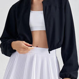 Cropped Zip-Up Athletic Jacket