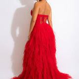 Sheer Lace Bustier Formal Dress
