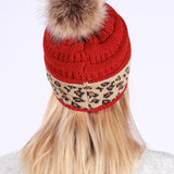 Leopard Print Slouchy Knit Beanie Hat
