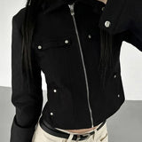 Rivet Lapel Safari Crop Jacke