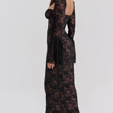 Bodycon Lace Flare Sleeve Maxi Dress
