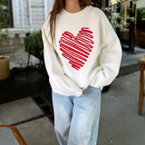 Red Heart Line Knit Sweater