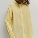 Cotton Yellow Button Down Loose Commuter Blouse