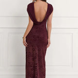 Elegant Scarf Neck Backless Lace Patchwork Bodycon Prom Dress