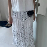 Kawaii Retro Polka Dot Ruffle Trim Mini Skirt