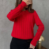 Jacquard Polo Collar Long Sleeve Loose Blouse