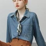 Soft Denim Casual V-Neck Jacket