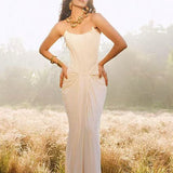 White Boned Waist Strapless Luxury Party Dress