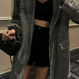 Chic Single-Breasted Sequin Blazer