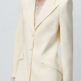 Beige Lace Waist Blazer