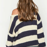 Off-shoulder Striped Sweater