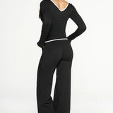 Color Block Casual Slim Three Piece Set