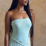 Ribbed Strapless Twist Maxi Dress
