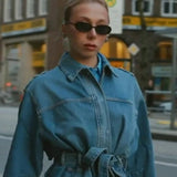 Belted Patchwork Denim Jacket