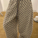 Warm Thickened Polka Dot Fleece Drawcord Pants