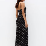 Sexy Polka Dot Cami Bodycon Maxi Dress
