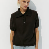 Hollow Out Polo Knit Sweater