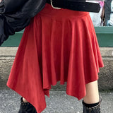 Chic Suede High Waist Asymmetrical Skirt