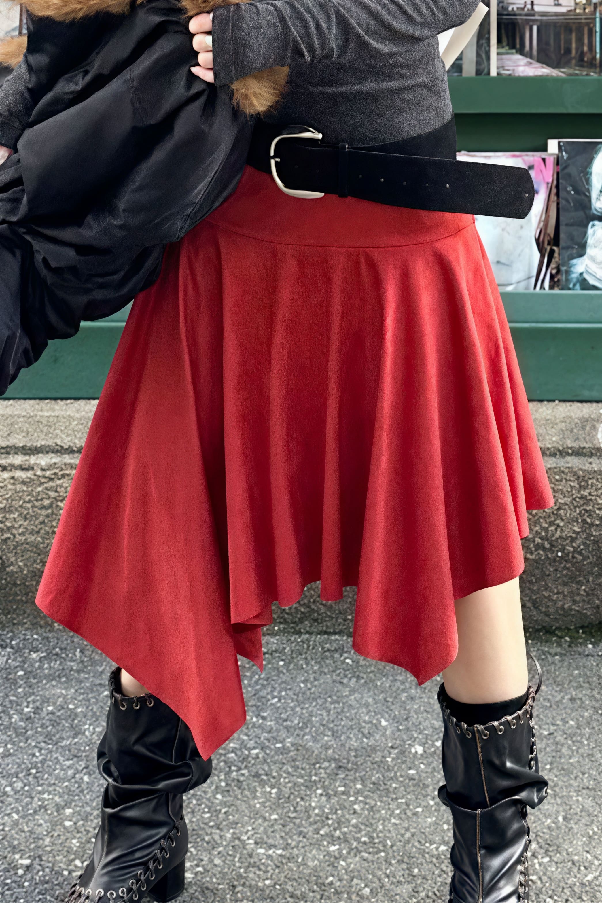 Chic Suede High Waist Asymmetrical Skirt